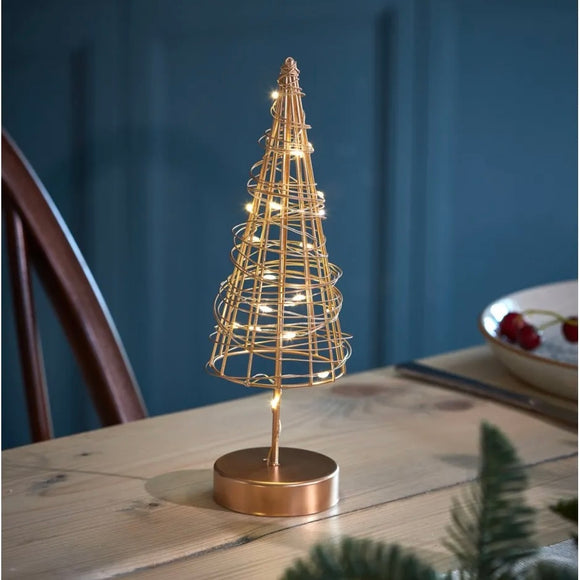 24cm Freestanding Battery Wire Tree Table Lamp in Gold