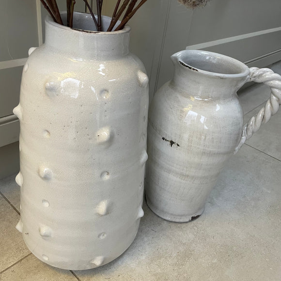 Cream Distressed Bobble Vase H36cm