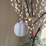 White Ceramic Pumpkin Hanging Decoration 6.5cm