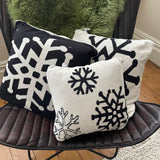Retreat - Black & White Reversible Snowflake Knit Cushion 40cm