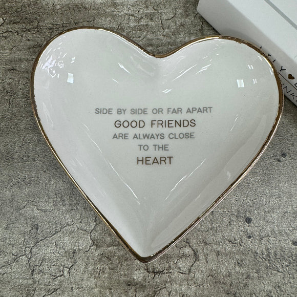 Ceramic Heart Trinket Dish 'Good friends...'