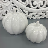 White Gloss Ceramic Pumpkin - Small & Large