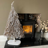 Large Whitewashed Christmas Twig Tree H120cm Available as an option with LED lights displayed on the tree 