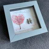 Pebble Art by La De Da Living   Award winning keepsake gifts - Handmade in the Cotswolds    Mini Framed Pebble Art - Grey block square frame 12.5cm 'Every love story is beautiful... but ours is my favourite'