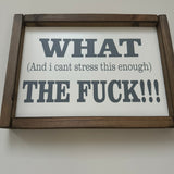 Small Rectangular Framed White Plaque - "What the F***!!"