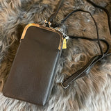 Black Faux Leather Cross Body Purse/Mobile Bag