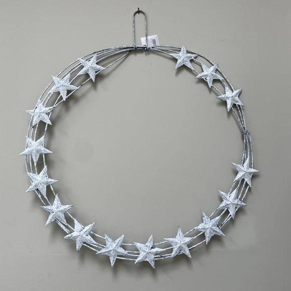 White Metal Star Wreath 50cm