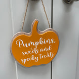 Hanging Pumpkin Plaque 'Spooky Treats' - 2 colours