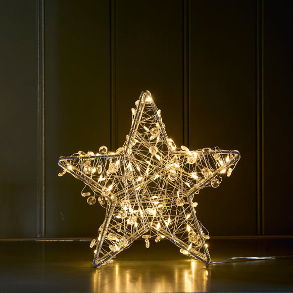Silver Galaxy Battery 19cm Light up Star ornament with flickering effect