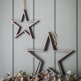 Set of 2 Natural Hanging Wooden Open Stars Large 46cm & Small 30cm GALLERY