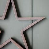 Hanging Natural Wooden Open Stars - Set of 2