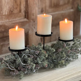 Pillar Candleholder with artificial pine branches & cones L60cm