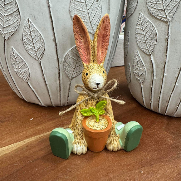 Sitting Ruth Rabbit Holding A Plant Pot
