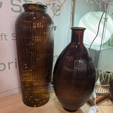 Tall Glass Bottle Peacon Brown Ribbed Vase H59cm  *CLICK & COLLECT ONLY*