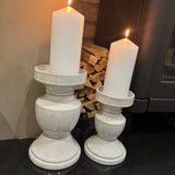 Off-White Neutral Ceramic glazed Pillar Candle Holders&nbsp;
Available in two sizes - Medium H17.5cm&nbsp; &amp; Large H22cm&nbsp;