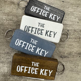 Made in the UK by Giggle Gift Co.
Wooden block keyring with white text quote on both sides;
'The Office Key'&nbsp;