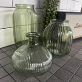 Vintage Green Glass Vases - 2 Sizes