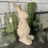 Natural Glazed mottled ceramic Rabbit decoration - Large