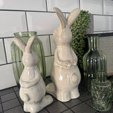 Natural Glazed mottled ceramic Rabbit decoration - Large