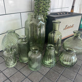 Vintage Green Small Glass Bottle Vases - 5 styles