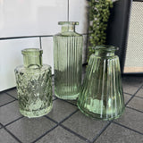Vintage Green Small Glass Bottle Vases - 5 styles
