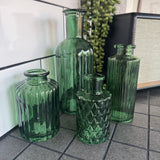 Dark Green Small Glass Bottle Vases - 4 styles