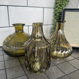 Olive Green Glass Vase Collection - 6 styles