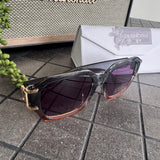 Eliza Gracious designer inspired Sunglasses UV400 protection Collection;


Amelia style has a prominent bold oversized square silhouette &amp; distinctive gold-coloured hardware hinge.&nbsp;
Available in fading tones of Dark Grey to Light Bronw Acetate Transparent