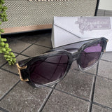 Eliza Gracious designer inspired Sunglasses UV400 protection Collection;


Amelia style has a prominent bold oversized square silhouette &amp; distinctive gold-coloured hardware hinge.&nbsp;
Available in fading tones of Grey Acetate Transparent