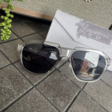 Eliza Gracious designer inspired Sunglasses UV400 protection Collection;


Mia square silhouette with rounded edges, semi transparent with small gold-tone emblem on the temples &amp; solid tinted lenses
Colour - Grey