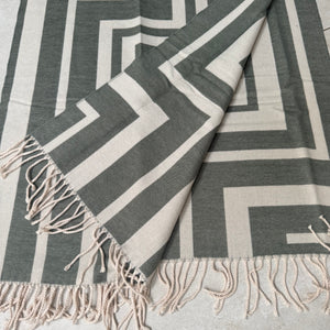 Right Angles Jacquard Doubleface Scarf - Khaki