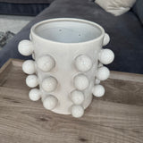 Tall Cream glazed Bobble Round Vase Planter H21cm