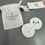 Radar Token gift 3.5cm coin;
Quote engraved - Carry me
Opposite side, embellished with gold - Guardian Angel