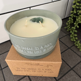 My Flame Lifestyle from the Netherlands; Creative, Fun &amp; Sassy Designs

Enter a world of quirky and personalised designs with My Flame. Sustainable and responsibly produced Soy Candles, Care Products &amp; Home Comforts.&nbsp;

Soy Crystal Candle 10.5cm
Presented in a&nbsp; Green Glass Jar with the Fragrance Minty Bamboo
Quote on the jar in white text 'In this candle is a rock which gives you lots of luck'
Inside the candle is a Green Aventurine crystal&nbsp;