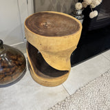 Makasi Teak unique Teak small statement pieces;
Tall Teak Twist Side Round table H45cm&nbsp;