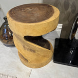 Teak Round Twist Lamp Table/Stool 45cm *CLICK & COLLECT ONLY*