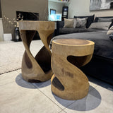 Teak Round Twist Lamp Table/Stool 45cm *CLICK & COLLECT ONLY*