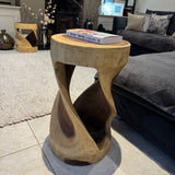 Teak Round Twist Side Table 60cm *CLICK & COLLECT ONLY*