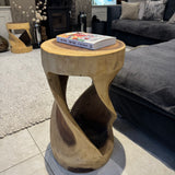 Makasi Teak unique Teak small statement pieces;
Tall Teak Twist Side Round table H60cm&nbsp;