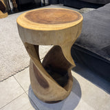 Makasi Teak unique Teak small statement pieces;
Tall Teak Twist Side Round table H60cm&nbsp;