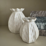Cream ribbed Poppy Seed Vases (similar in style to our Lillian collection)&nbsp; &nbsp;
Available in two sizes - Small H13cm &amp; Large H18cm&nbsp;