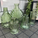 Vintage Green Small Glass Bottle Vases - 5 styles