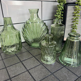 Vintage Green Small Glass Bottle Vases - 5 styles