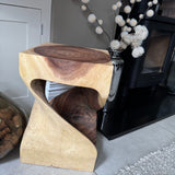 Teak Indoor Twist Side Table / Stool