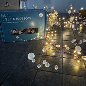 Illuminating ideas by Light Style London - quality &amp; stylish lights
Matt Crystal Blossom &amp; copper Light Chain&nbsp; - Battery powered 100 warm white LEDs