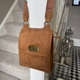 Faux Suede Slim Body Bag H28cm with long adjustable strap
Colour - Brown