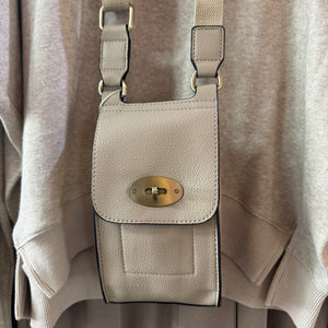 Faux Leather Mini Body Bag - Sand
