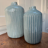 Green Indented Flower Vases - 2 sizes