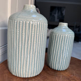 Green Indented Flower Vases - 2 sizes