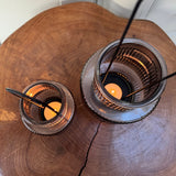 Warm Grey Glass Candle holders - 2 sizes